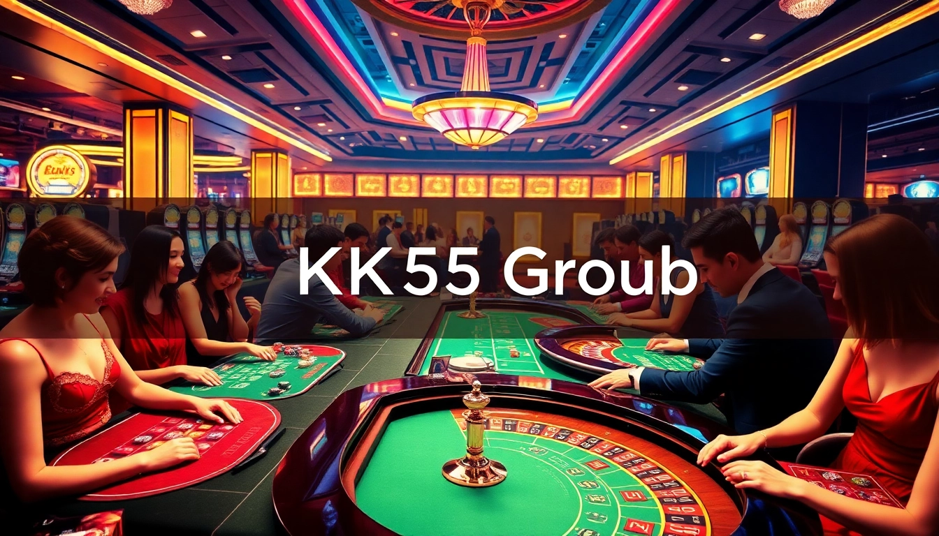 Players engaging in thrilling casino games at KK55 Group's luxurious gambling establishment.