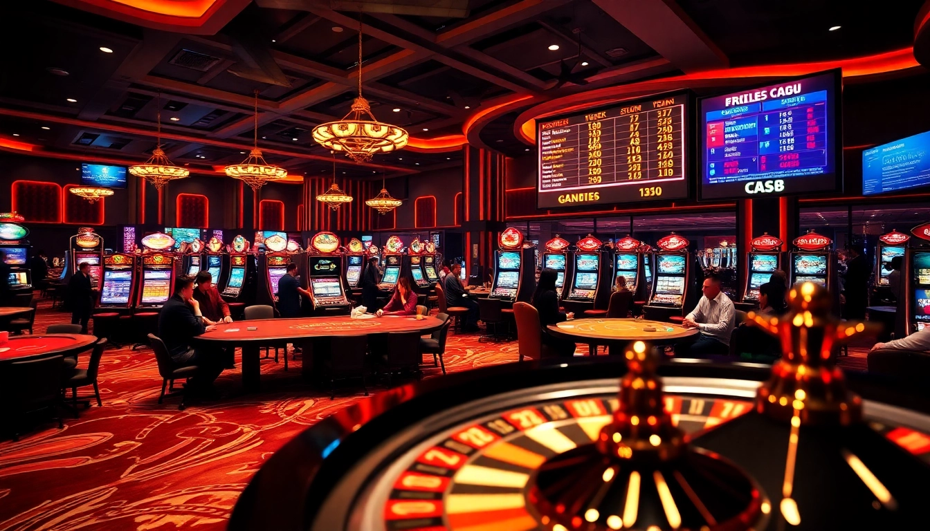 Hit club gaming action with vibrant casino tables and enthusiastic players at poker and slots.