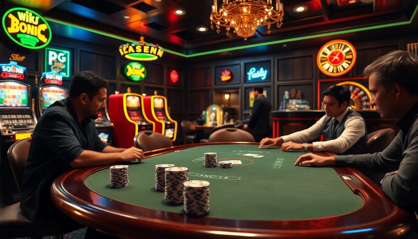 Players strategizing at a poker table in a luxurious casino ambiance reflecting hidden wiki onion.