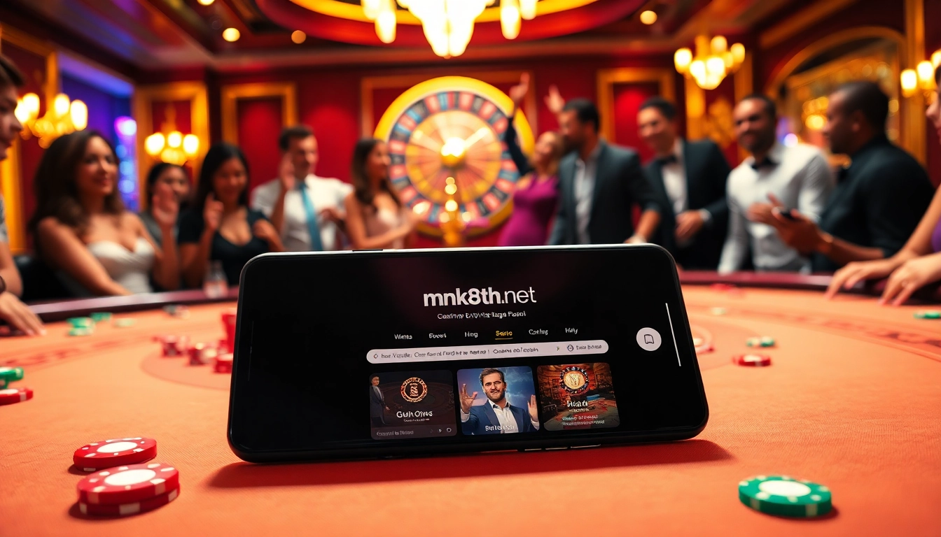 Experience thrilling gameplay at https://mk8th.net/ with a vibrant casino scene featuring blackjack and roulette.