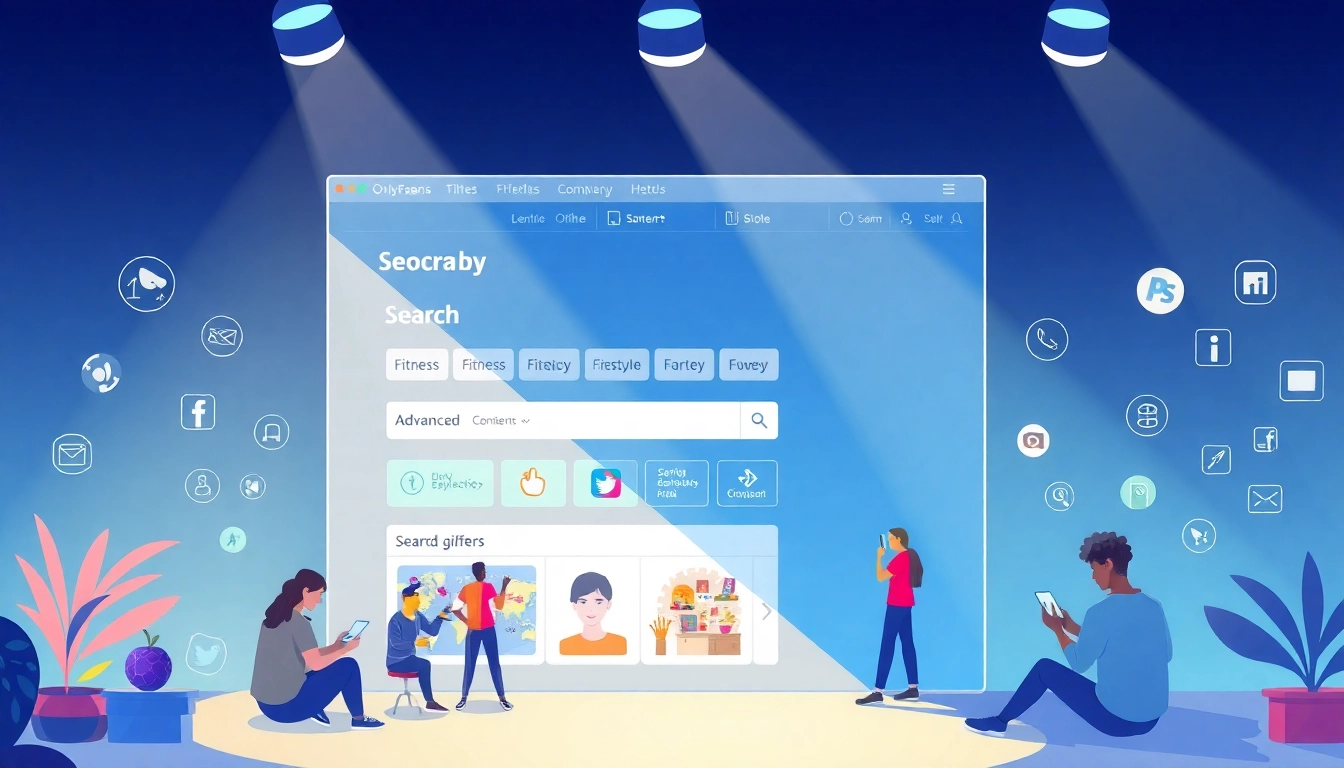 OnlyFans Search interface showcasing diverse creators and categories